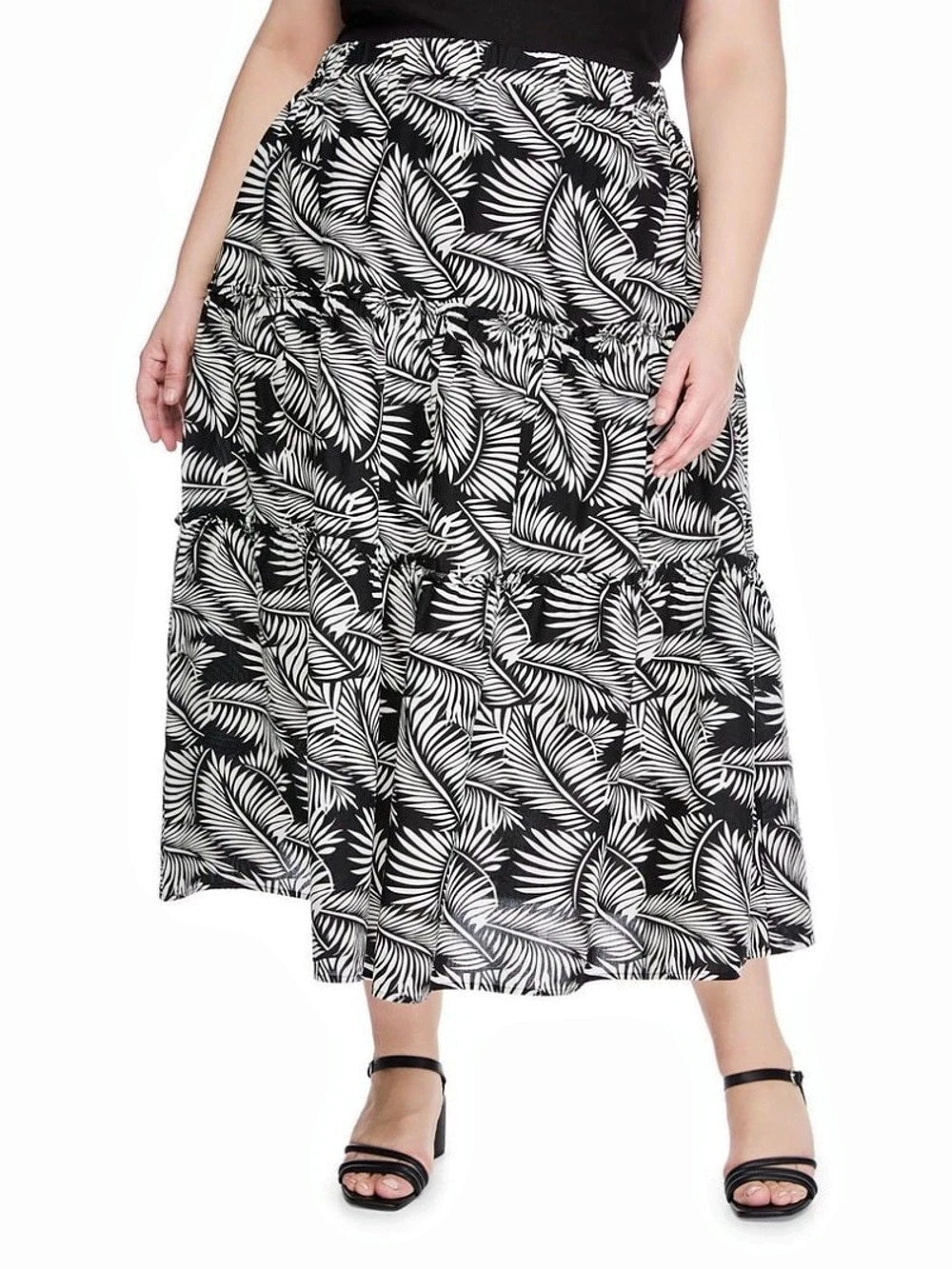 Lane Bryant 100% Cotton Tiered Skirt Midi Maxi Black & White Size 5X